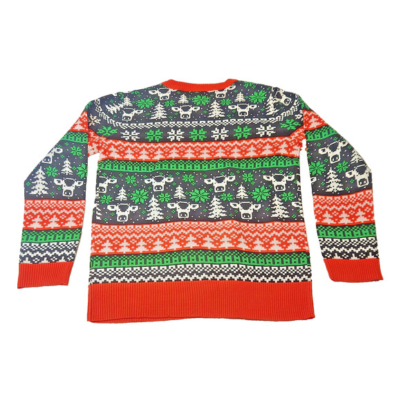 Christmas Xmas Ugly Sweater UNISEX “Christmas Mood Cow” Working Bell Med or XL - Picture 3 of 3
